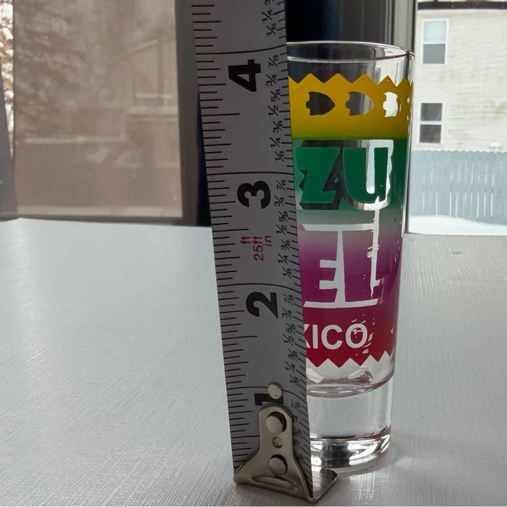 VTG‎ Cozumel Mexico colorful tall skinny shot glass